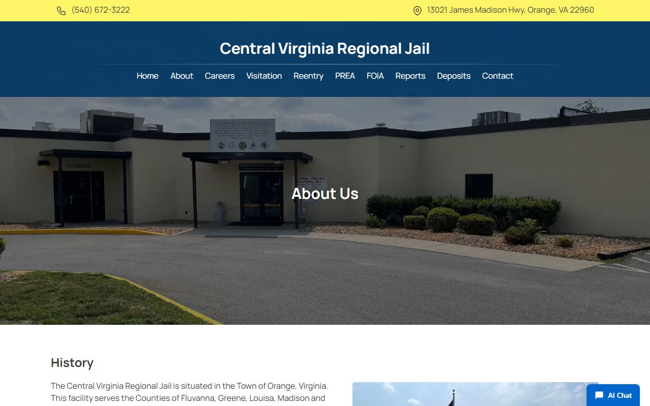 Central Virginia Regional Jail Greene County inmate population history and capacity